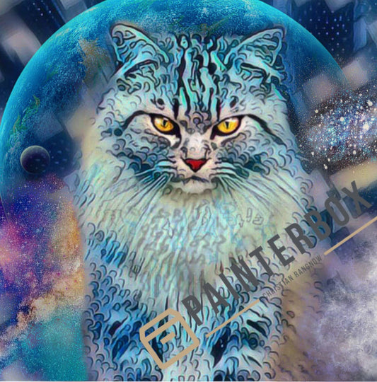 Blue Cat in the Midnight by Clarazen-Art - Strass eckig 97 Farben