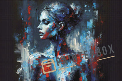 Abstrakt Blue Woman - 180 Farben