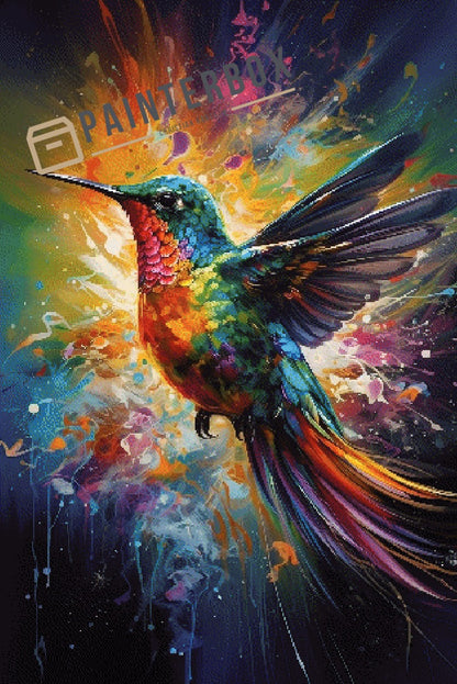 Splash Kolibri by Bátor Gábor 360 Farben 80 cm x 120 cm - rund