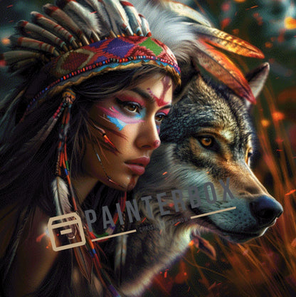 Indianer Wolfgirl by ArtRosa - 320 Farben