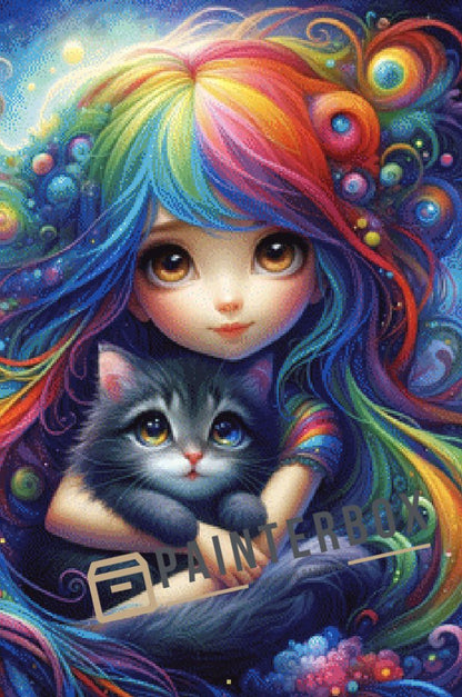 Colorful Cat Girl by CaroFelicia - 350 Farben