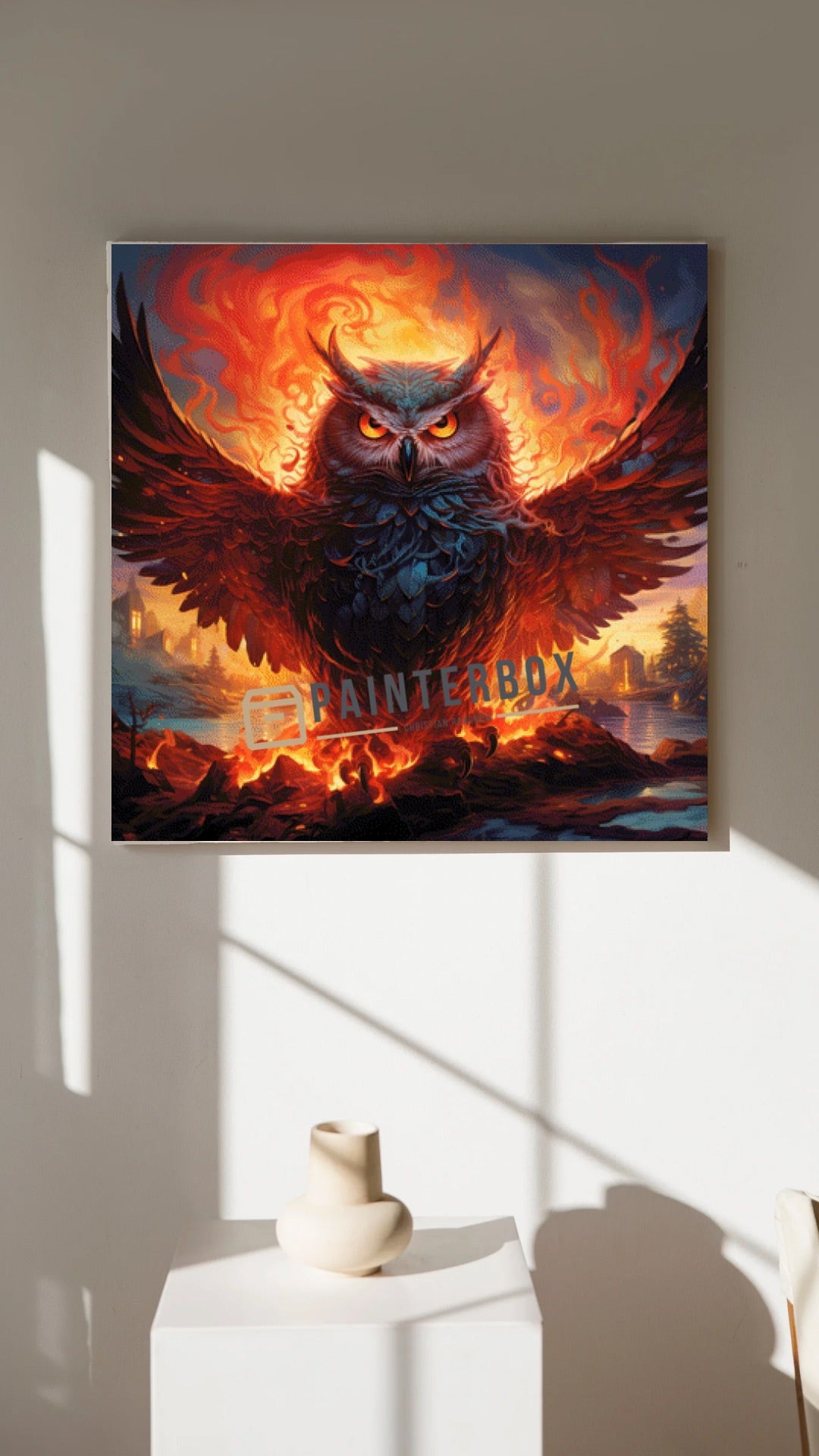 Owl on Fire by PixxelPics - 200 Farben