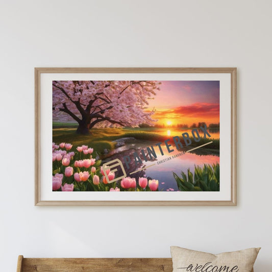 HD Sunset with cherry tree 250 colors