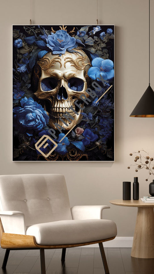 Blue Flower Skull by ArtRosa - 200 colors