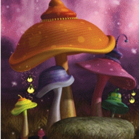 Mushrooms 60 cm x 80 cm - 100 Farben Strass eckig