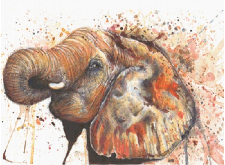Splatter Elephant by Sophie Leigh Art - 60 cm x 80 cm - 135 Farben