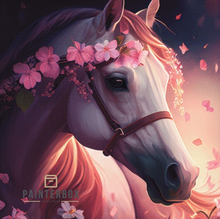 Horse with flowers by Bátor Gábor 175 colors