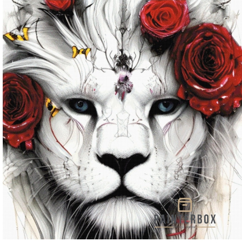 White Lion with Roses by Mr. Clay - 130 Farben
