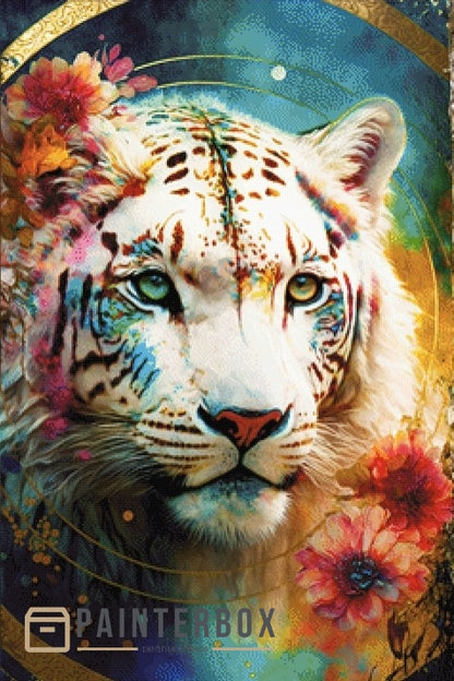 White Tiger with Flower by Bátor Gábor 300 Farben