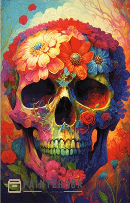 Red Flower Skull by Bátor Gábor 300 colors