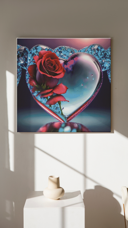 Glass heart with rose by Mr. Clay - 195 colors